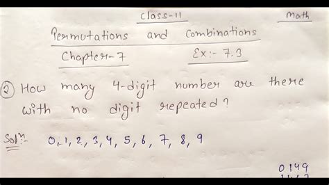 How many 4 digit numbers are there, without repetition of  .